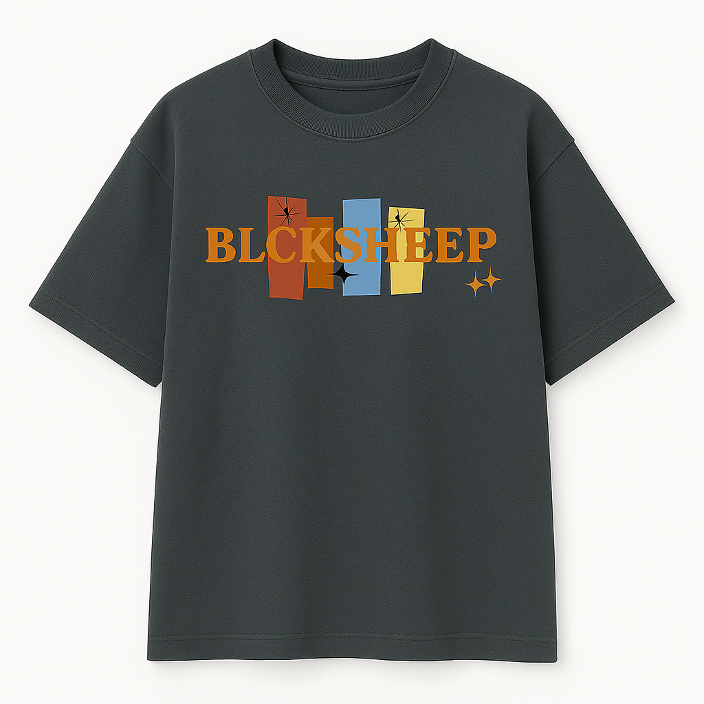 BLCKSHEEP Oversized Charcoal T-Shirt – Retro Misfits Cassette Back Print | Streetwear Essentials
