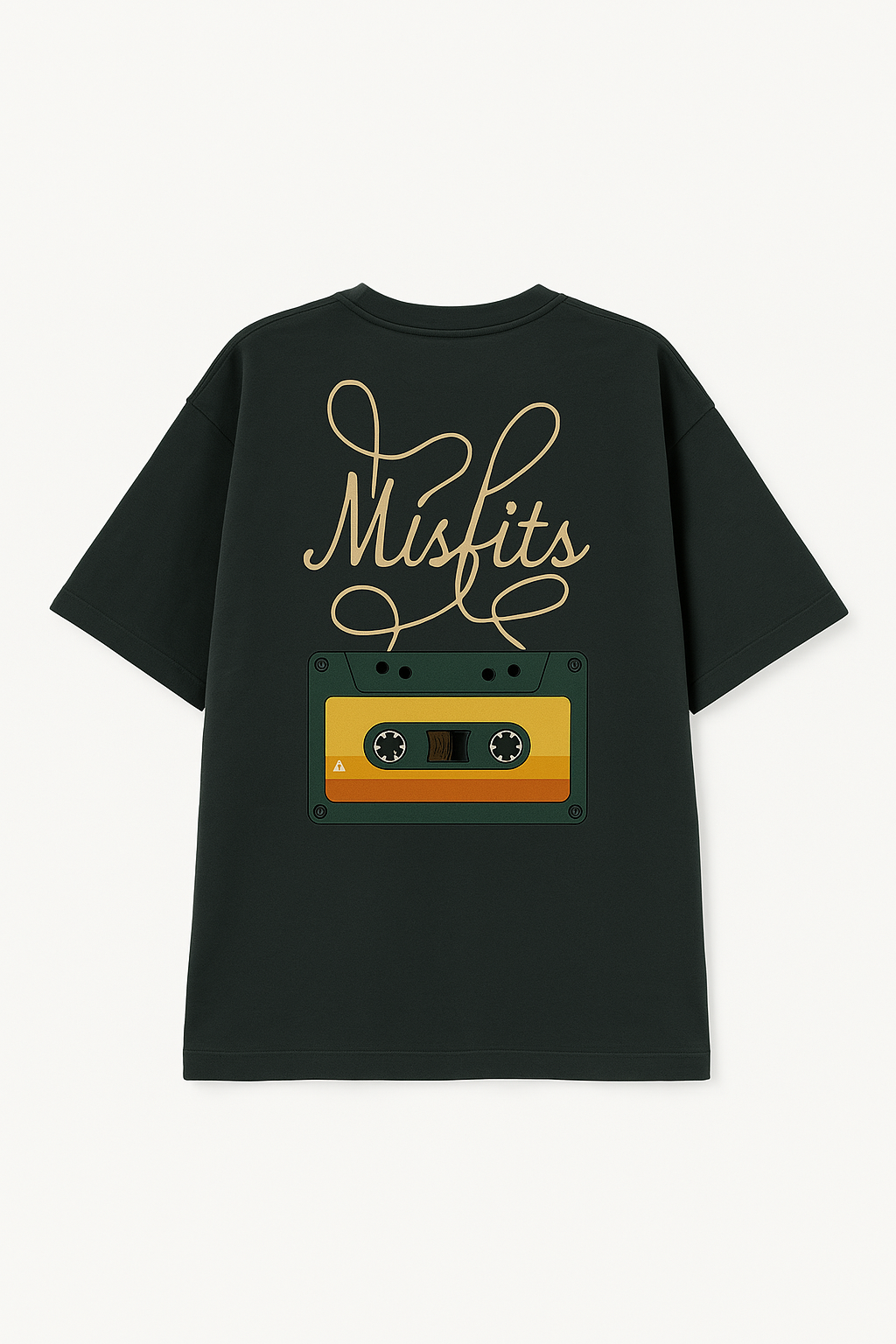 BLCKSHEEP Oversized Charcoal T-Shirt – Retro Misfits Cassette Back Print | Streetwear Essentials