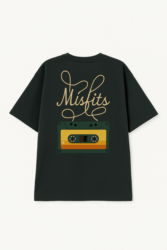 BLCKSHEEP Oversized Charcoal T-Shirt – Retro Misfits Cassette Back Print | Streetwear Essentials